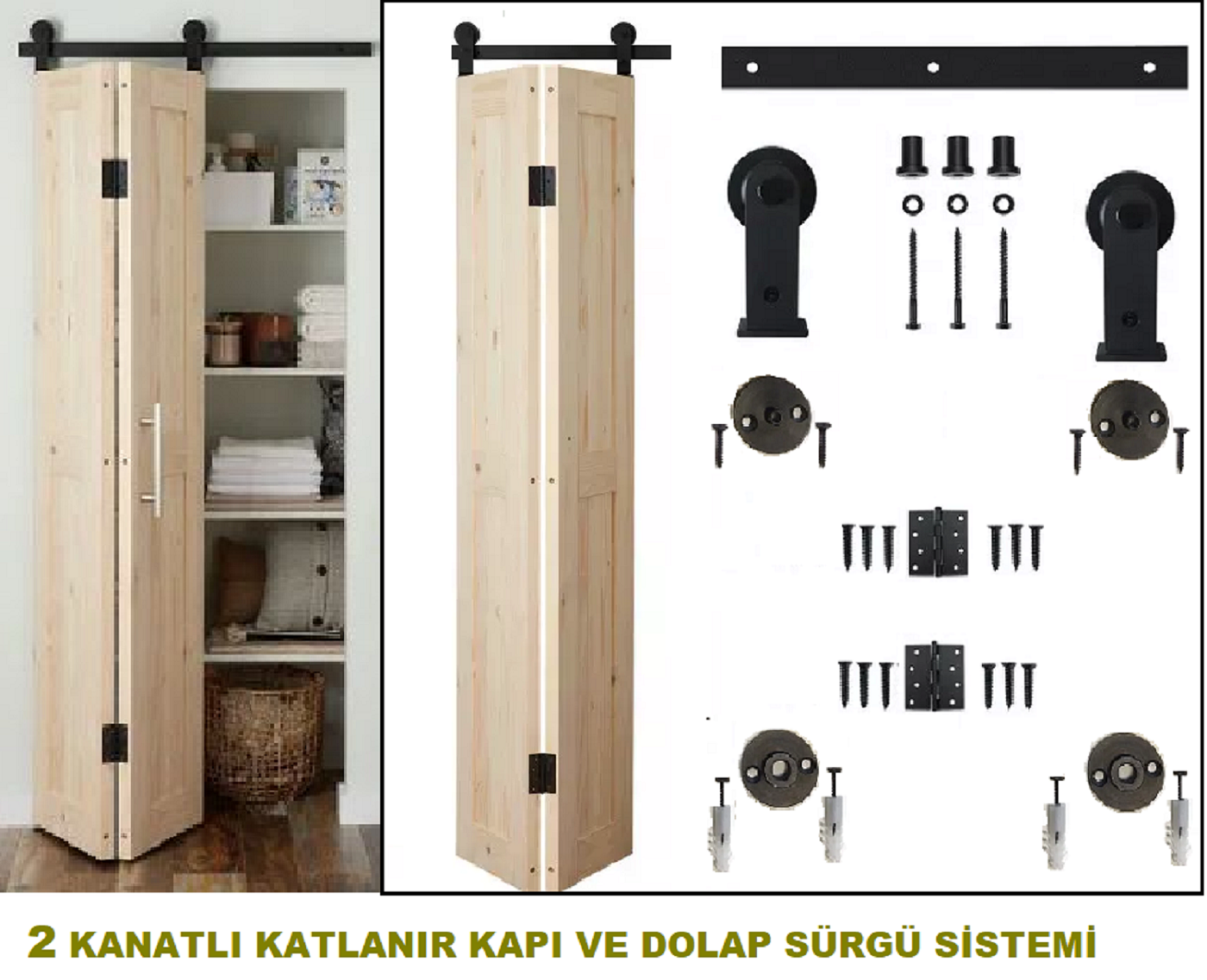 Katlanır Sürme Kapı & Dolap Mekanizması 2 Kanatlı Sistem