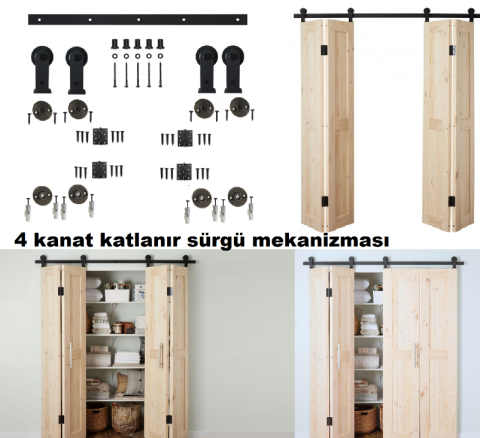 Katlanır Sürme Kapı & Dolap Mekanizması 4 Kanatlı Sistem