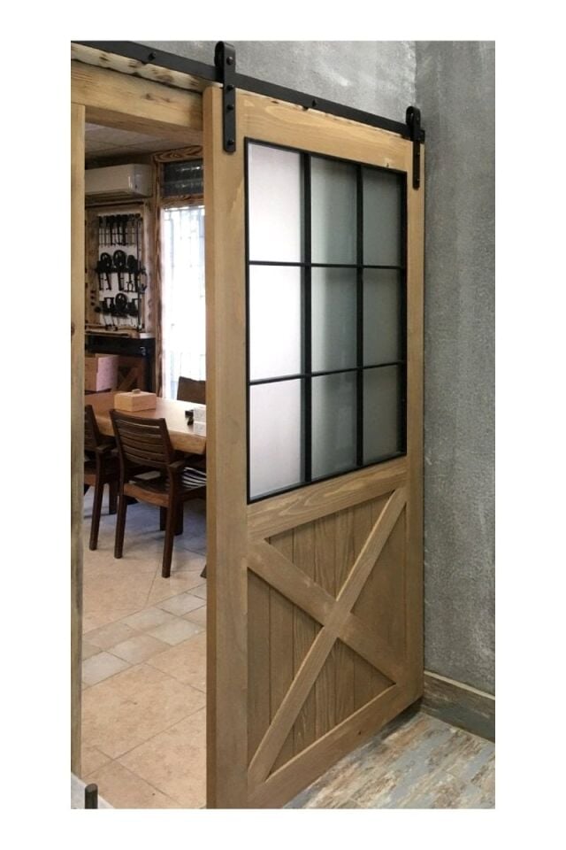 AHŞAP CAMLI SÜRGÜLÜ AHIR KAPISI(TEK)