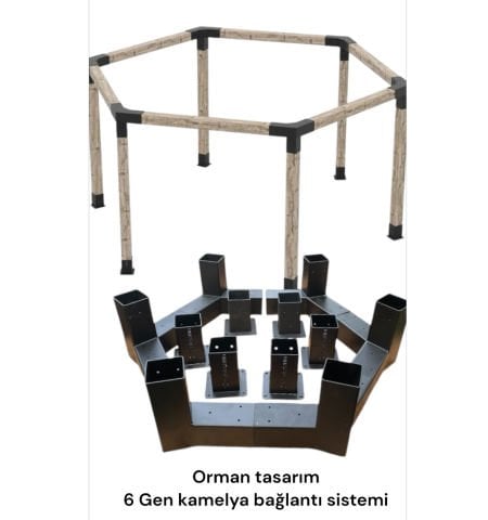 85x85 mm Ahşap Kirişler İçin Altıgen Pergola Braket Seti