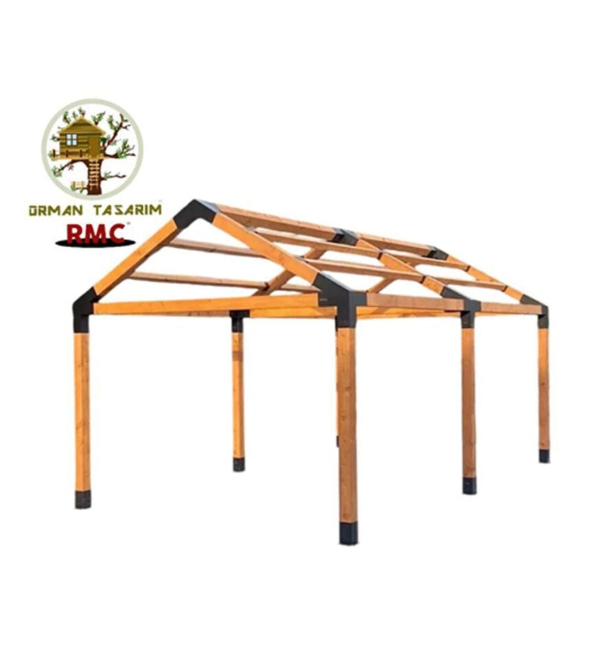 85 x 85 mm  Ahşap Kirişler İçin 30 Derece Çatılı Çift Bölümlü Pergola Braket Seti