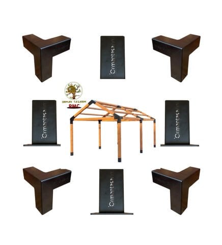 85 x 85 mm  Ahşap Kirişler İçin 30 Derece Çatılı Çift Bölümlü Pergola Braket Seti