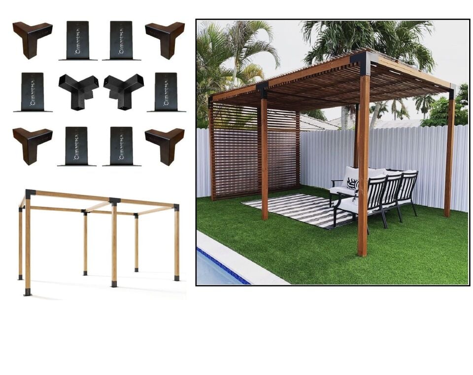 85x85 mm Ahşap Kirişler İçin Her Boyutlu Çift Bölümlü Pergola Sistemi